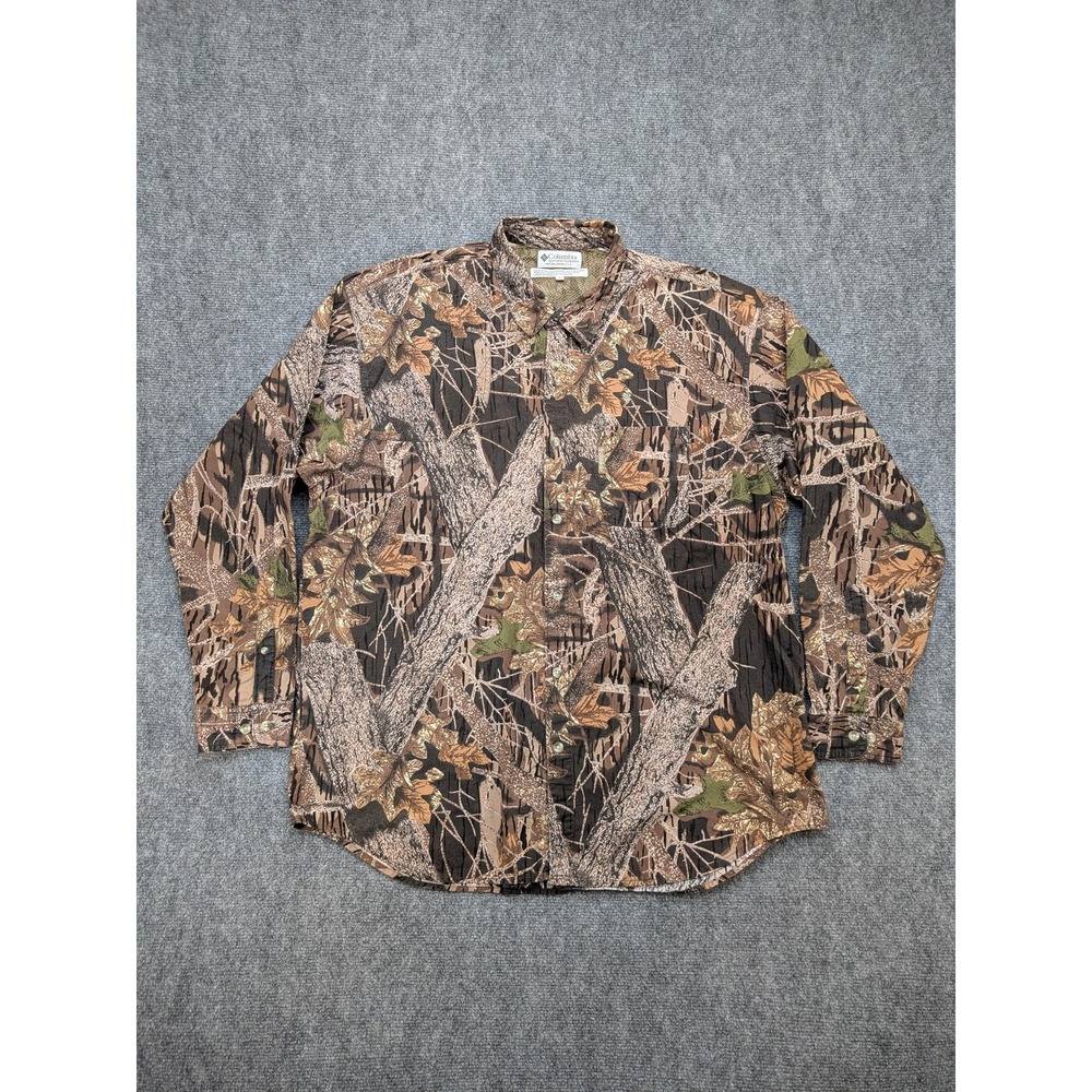 Vintage Columbia Shirt Mens XL Vented Camo Hunting Button‎ Outdoors XL 90s Y2K